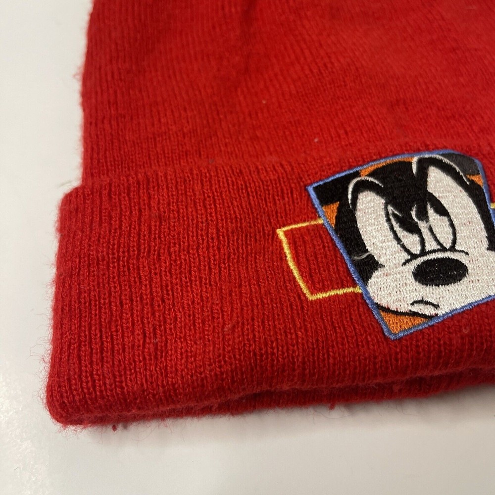 Mickey Mouse Beanie Hat Unisex Red Solid One Size - Picture 2 of 6